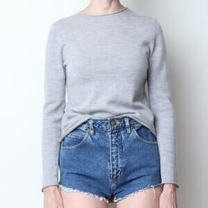 Gray 100% Merino Wool Crew Neck Sweater S